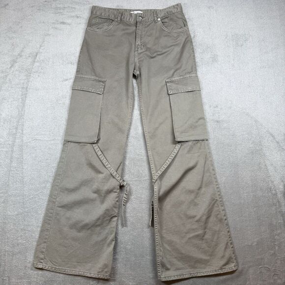 Zara Cargo Jeans Women’s 8 Grey Denim Flare Bootcut High Waisted Skater - Picture 1 of 12
